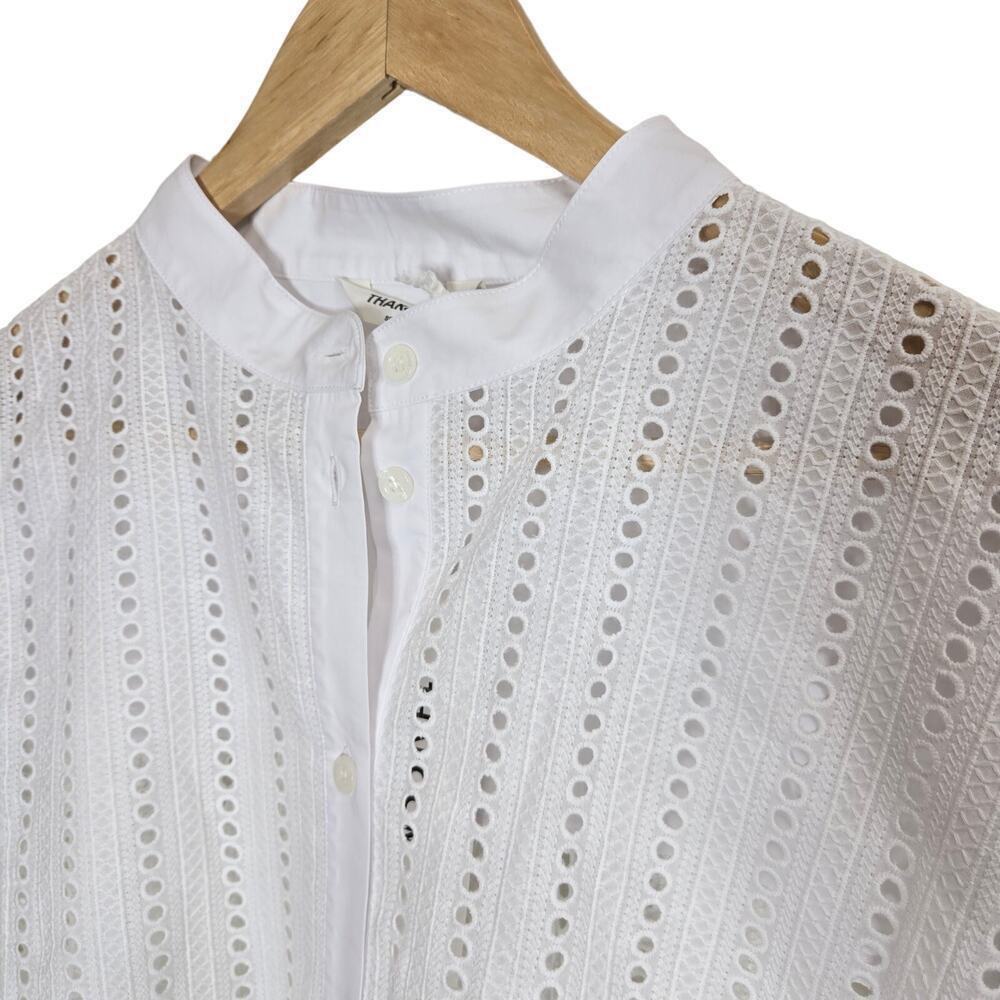 NWT Thakoon White Button Down Shirt Medium Oversized Eyelet Coquette Boho Sheer - Picture 3 of 10
